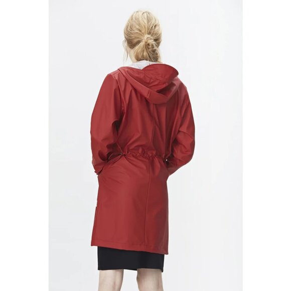 New Rains Waterproof W Coat Rain Jacket Hooded Long Light Hiking Casual Zip Up - Picture 2 of 15